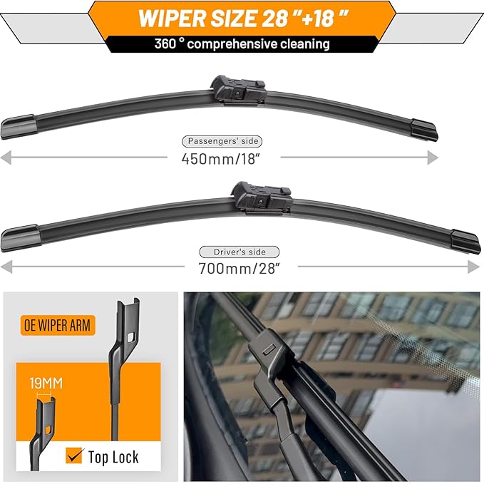 AUTOBOO 28"+18" Windshield Wipers Replacement for Tesla Model S 2012-2020 -Original Factory Quality (Pack of 2)