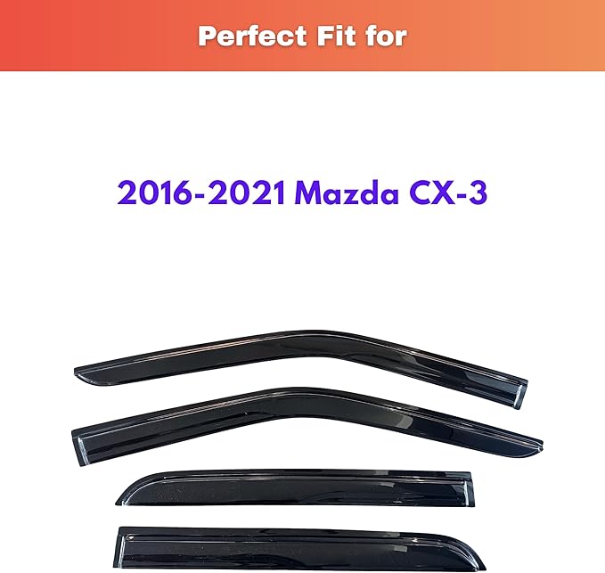 KPY Rain Guards Fit for 2016-2021 Mazda CX-3, Out-Channel Window Visors Vent Wind Deflectors 4PC, Car Accessories for 16-21 Mazda CX3