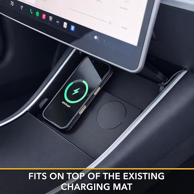 TWRAPS Dual Wireless 2x25W Phone Charger for 2017-2020 Tesla Model 3 and Tesla Model Y, 1st Gen Center Console Charging Pad -Works with iPhone 17 Pro Max and iPhone & Android Phones with MagSafe Cases