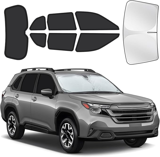 for Subaru Forester 2019-2024 Car Window Shades, 8pcs Privacy Sun Shade Set for Front Windshield Side and Rear Windows, Full Window Covers Keeps Vehicle Cool for Camping Napping