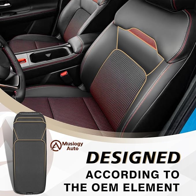 Muslogy Center Console Armrest Cover Fit for Nissan Kicks 2025 2026 Accessories, Comfort Armrest Pad Console Lid Cushion Vegan Leather Regular Thick