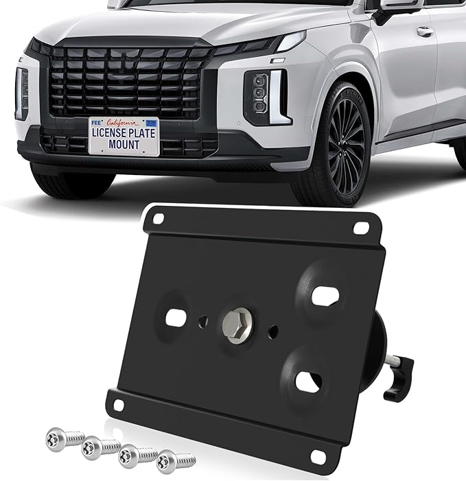Front License Plate Holder No-Drill License Plate Bracket Anti-Theft Frame Compatible with Hyundai Palisade,Santa Cruz,Santa Fe 4th gen TM,Tucson4th gen NX4,Tucson Plug-in Hybrid 4th gen NX4,Venue