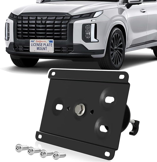 Front License Plate Holder No-Drill License Plate Bracket Anti-Theft Frame Compatible with Hyundai Palisade,Santa Cruz,Santa Fe 4th gen TM,Tucson4th gen NX4,Tucson Plug-in Hybrid 4th gen NX4,Venue