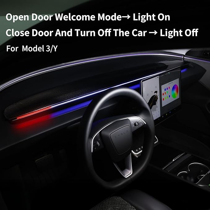 Ambient Light with Blind Spot Detection & Warning for Tesla Model 3 (2021–2023) & Model Y (2020–2024) | BSD Monitoring System | Multi-Color LED Safety Ambient Lighting | OTA Update | AMD