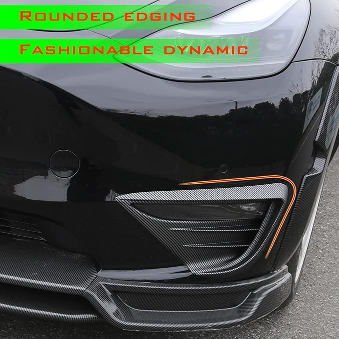 yhcdsea for 2020-2024 Tesla Model Y Front Fog Light Cover Trim Eyebrow Frame Decorative Accessories (Matt Carbon Fiber Pattern)