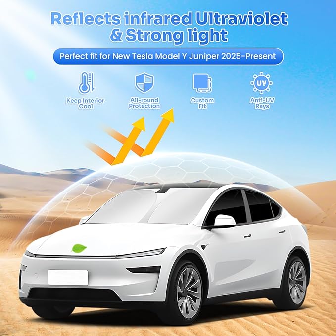 Window Shades for 2025 2026 New Tesla Model Y Juniper Accessories Windshield Sun Shade Side Rear Window Covers Sunshade Sun Visor Shield Privacy Protection for Camping Keep Car Cool Black 8PCS