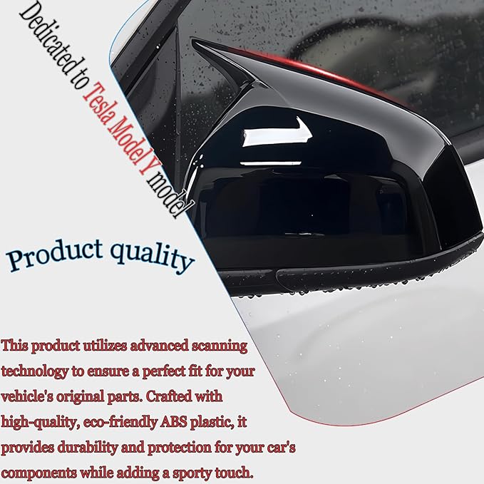 Side Mirror Cover,for Tesla Model Y 2026 2027，2PCS Horned Turn Signal housing Cover Sets car Accessories -Bright Black