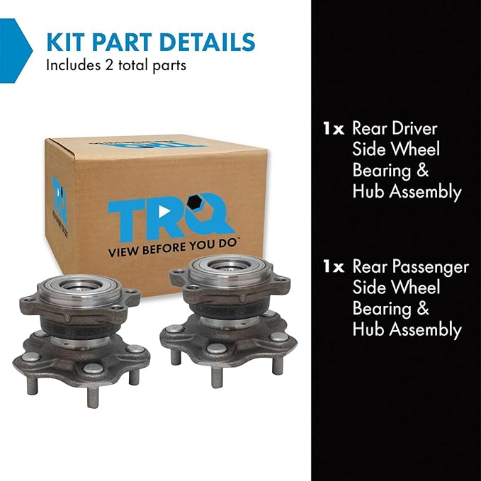 TRQ Rear Left and Right Wheel Bearing and Hub Assembly 2 Piece Set Compatible with 2003-2006 Infiniti G35 / 2007 G35 Coupe Only / 2003-2009 Nissan 350Z