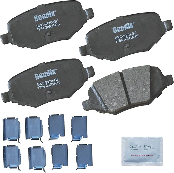 Bendix Priority1 CFC1754 Ceramic Rear Brake Pads for Select Models Ford Edge, Explorer, Flex, Police Interceptor Utility, Taurus, Lincoln MKS, MKT, MKX
