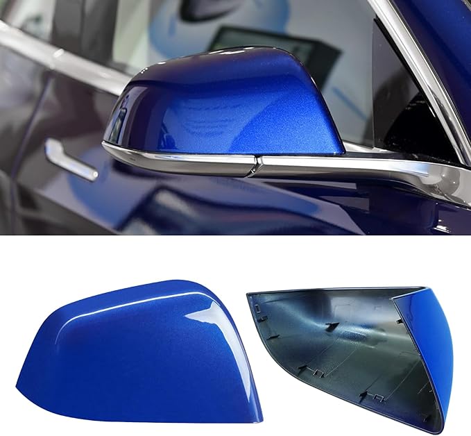 Jaronx Compatible with Tesla Model 3 Side Mirror Cover Replacement 2017 2018 2019 2020 2021 2022 2023 2024 2025, Passenger Side Rear View Door Mirror Cover Caps for Model 3 Accessories(Blue)