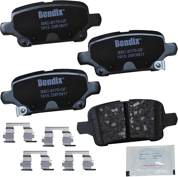 Bendix Priority1 CFC1915 Ceramic Rear Brake Pads for select Buick LaCrosse 2019-2017, Regal Sportback 2020-2018, Regal TourX 2020-2018, Chevy Equinox 2020-2018, Malibu 2019-2016, GMC Terrain 2020-2018