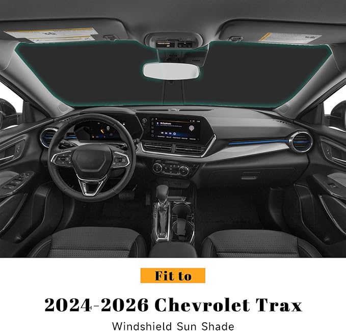 Car Windshield Sun Shade for Chevy 2024 2025 2026 Trax LS/1RS/LT/2RS/ACTIV Accessories (OEM Design) Reflective Foldable Heat Insulation Sunshade for Ultimate Protection