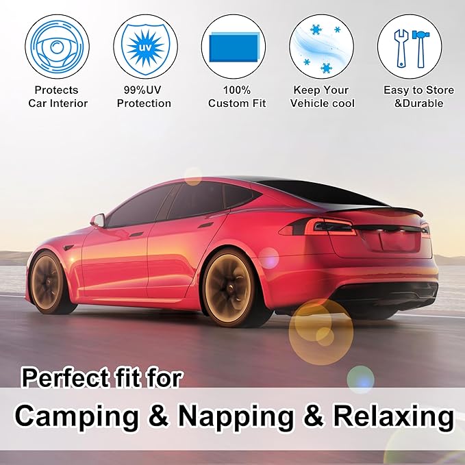 TINGLU Window Shades for Tesla Model S 2023-2025 2026 Accessories Car Side Full Windows Rear Triangular Windshield Sun Shade Sun UV Rays & Privacy Protection for Camping 6PCS