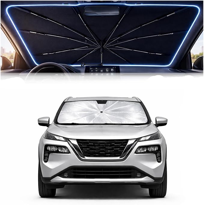 2026 Upgraded Car Windshield Sun Shade Umbrella - Custom-Fit for Honda Odyssey 2018-2026 Umbrella Sunshade,Easy Install,UV Protection & Heat Reflective,Keep Interior Cooler with Storage Bag