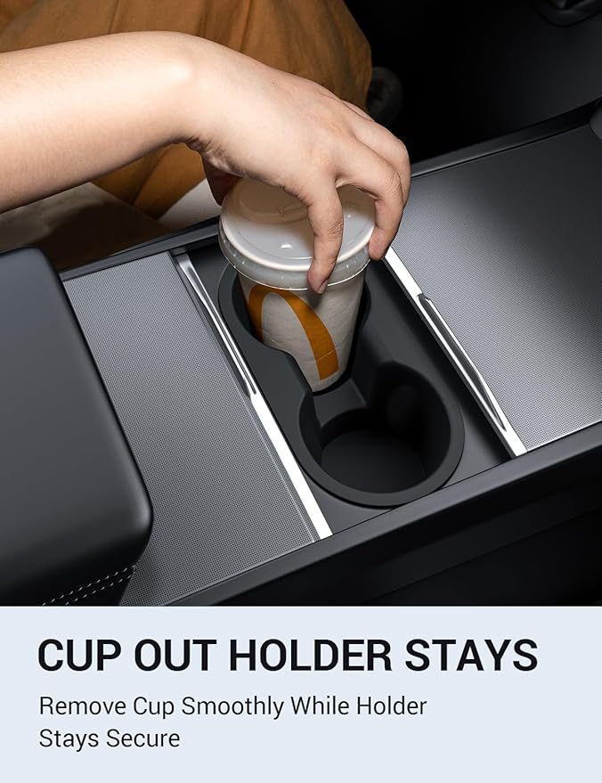 Motrobe 2025 2026 Tesla Model Y Juniper Cup Holder Insert 2024 2025 2026 Model 3 Highland Center Console Cupholder Silicone Model 3 Highland Model Y Juniper Accessory (Standard/Premium/Performance)