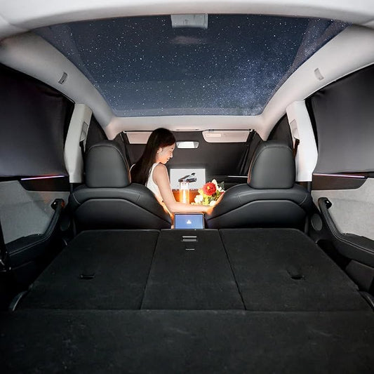 2025 Tesla Model Y Juniper Camping Privacy Curtains, 8PCS Full Window Sunshade for Sleeping, Road Trips & Outdoor Travel
