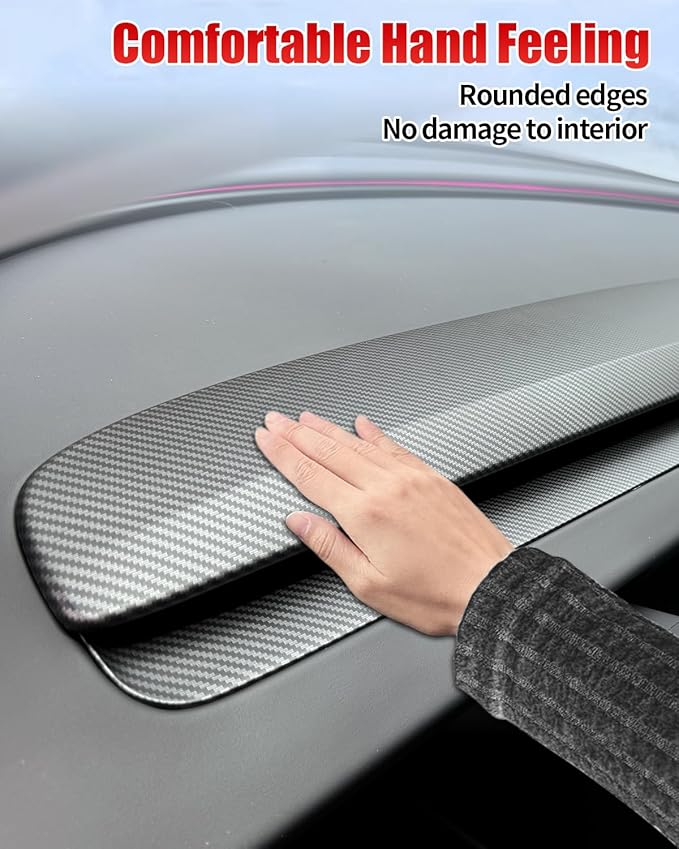 KKTR-CAR Dashbooard Cover 2pcs ABS Dashboard Panel Trim Cover Sticker Compatible with Tesla Model Y Juniper 2025 2026 Model 3 Highland 2024-2026 (Matte Carbon Fiber)