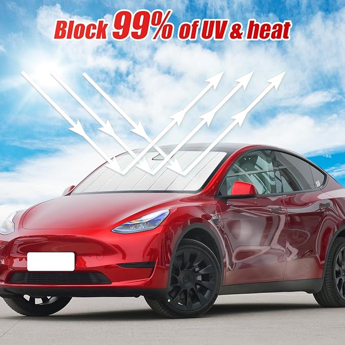 Windshield Sunshade for Tesla Model 3 2018-2025, Model Y 2020-2025 Front Window Shade