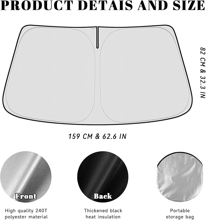 Car Windshield Sun Shade for Dodge 2019-2025 2026 RAM 1500 Accessories (OEM Design) Reflective Foldable Heat Insulation Sunshade for Ultimate Protection