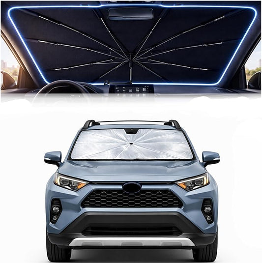 2026 Upgraded Car Windshield Sun Shade Umbrella - Custom-Fit for Toyota RAV4 2019-2024 Umbrella Sunshade,Easy Install,UV Protection & Heat Reflective,Keep Interior Cooler with Storage Bag