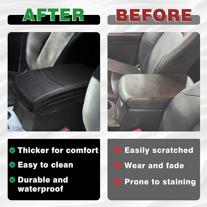 Muslogy Center Console Armrest Cover Fit for Toyota 4Runner 2010-2024 Accessories, Comfort Armrest Pad Console Lid Cushion Vegan Leather 1-Inch Extra Thick