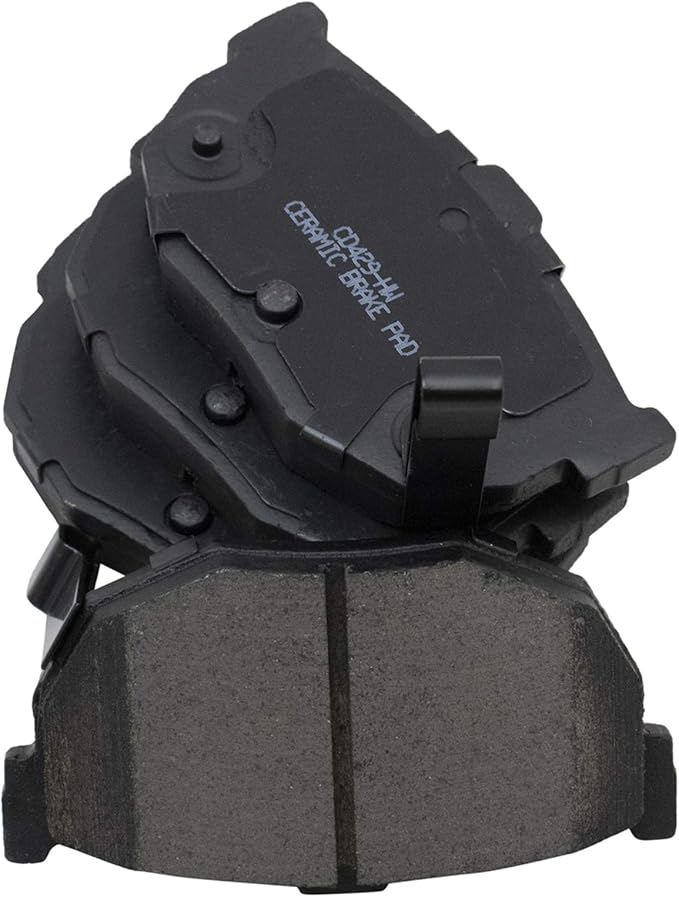 TRQ Rear Brake Pads Ceramic Hardware Wear Sensor Compatible with 1994-2006 Hyundai Elantra 1997-2008 Tiburon 2004-2009 Kia Spectra 2005-2009 Spectra5 1985-1990 Nissan Maxima 1990-1992 Stanza