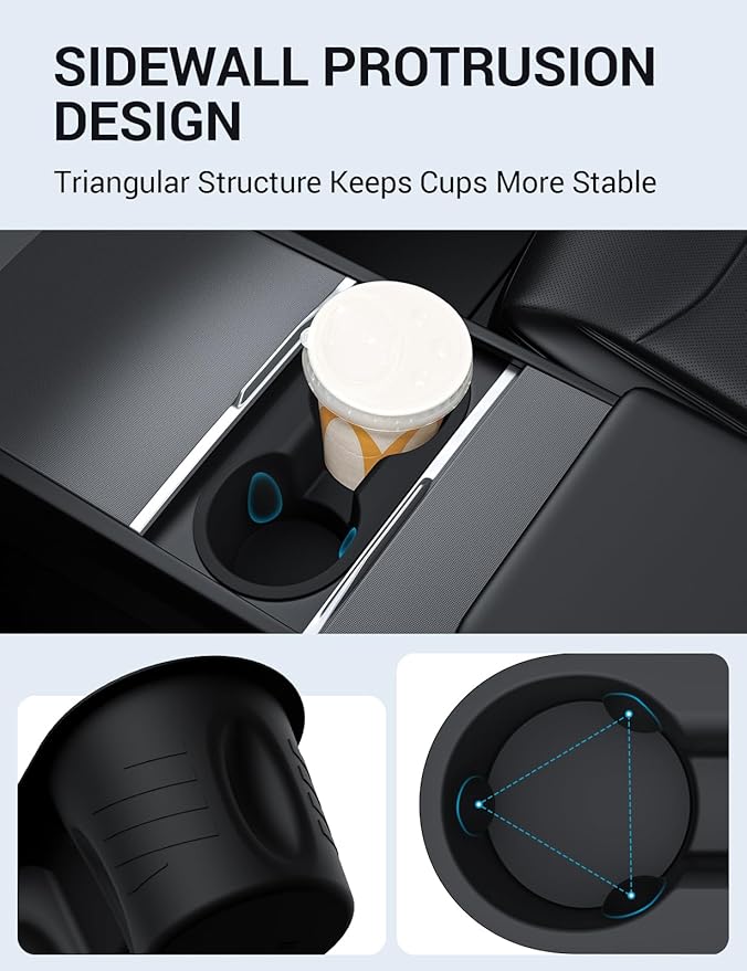 Motrobe 2025 2026 Tesla Model Y Juniper Cup Holder Insert 2024 2025 2026 Model 3 Highland Center Console Cupholder Silicone Model 3 Highland Model Y Juniper Accessory (Standard/Premium/Performance)