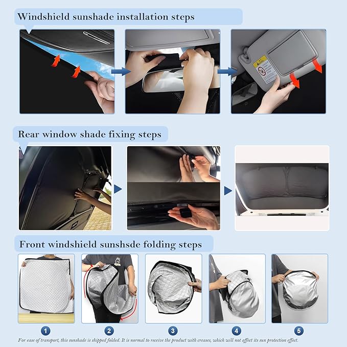 KMF 8pcs Thicken Sun Shades for Ford Explorer 2011-2019 Accessories,Windshield Sunshade Full Car Window Covers for Side Rear, Sun Visor UV Block and Blackout Privacy for Camping Outdoor