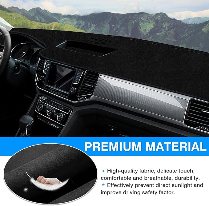Autorder Dashboard Cover Mat for Volkswagen Atlas 2018-2023 VW Atlas Cross Sport Accessories Dash Cover Flannel Dash Mat Sunshade Glare UV Rays Protector