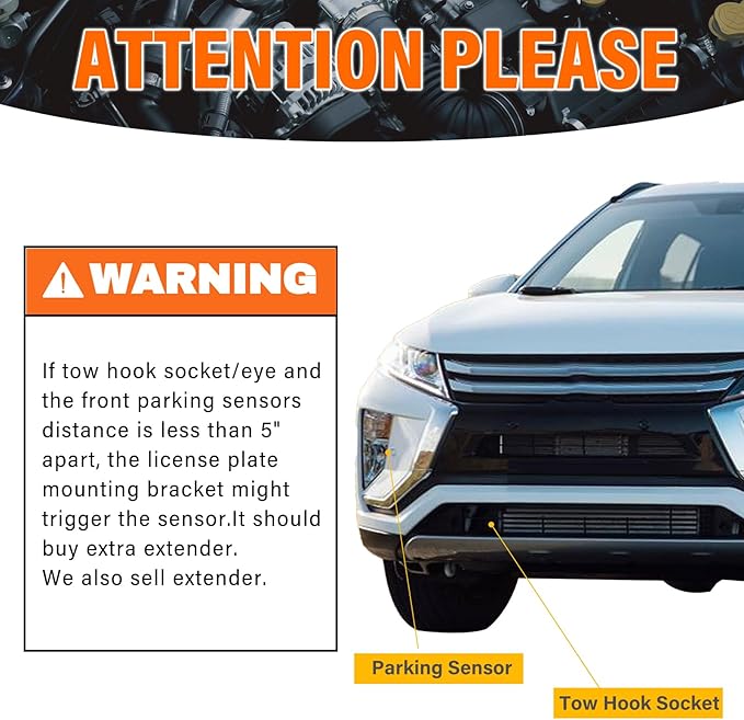 Front License Plate Holder No-Drill License Bracket Anti-Theft Frame Compatible with Mitsubishi Eclipse Cross,Mirage 6th gen,Mirage G4 6th gen,Outlander 4th gen,Outlander PHEV 3rd gen,Outlander PHEV