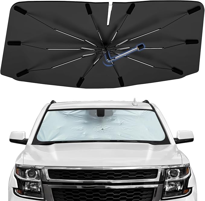 Windshield Sun Shade Umbrella for Chevrolet Tahoe 2015-2020, Foldable Sunshade for Car Front Window, 360 Rotation Automotive Interior UV Protection for Outdoor Parking