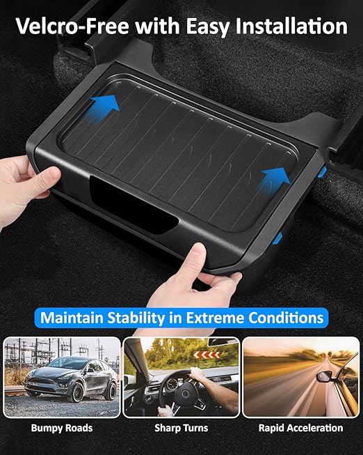 for Tesla Model Y Trash Can, Tesla Y Accessories 2020-2024, Rear Console Organizer Storage Box with Integrated Lid, Under Seat Garbage Can, Back Seat Waste Can