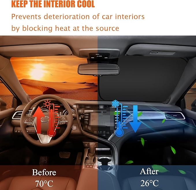 Windshield Sun Shade Compatible with Ford Transit 2025 2024 2023 2022 2021 2020 2019 2018 2017 2016 2015