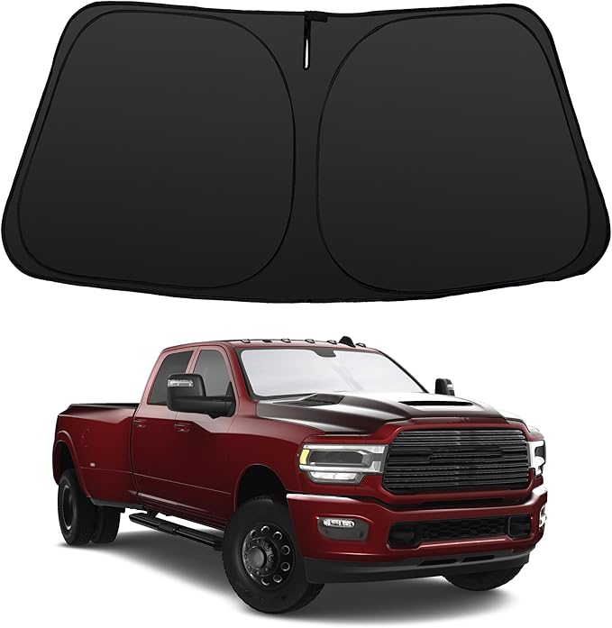 Windshield Sun Shade Fit for 2010-2024 2025 2026 Dodge RAM 2500 3500 Accessories Foldable Sunshade Sun Blocker Protect Car from Heat Damage
