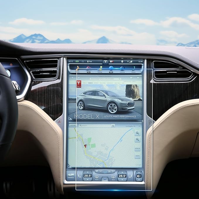 For 2016~2020 Tesla Model X& 2013~2020 Model S Screen Protector 17 Inch Glossy Tempered Glass Touchscreen *1 Accessories 9H Hardness Glass - No More Scratch& Fingerprint