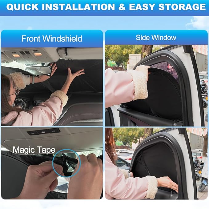 XCBYT Window Shades for 2019-2024 Silverado 1500 Crew Cab ONLY, Full Coverage 6-Layer Blackout Insulated Sun & UV Protection, Custom Fit Privacy Covers for Camping, Sleeping & Car Living (5 PCS)