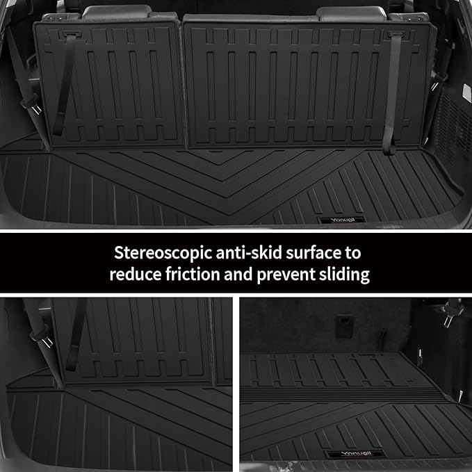 Custom All Weather TPE Cargo Mats Trunk Liner with 3rd Backrest Mats for 2014-2019 Toyota Highlander Accessories (for 2014-2019 Toyota Highlander)