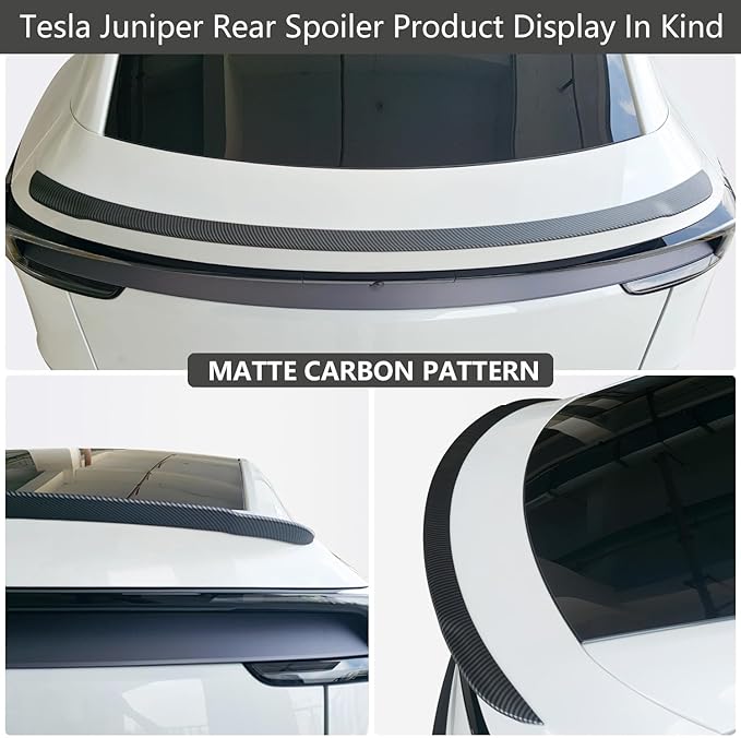ABS Spoiler for 2025 2026 Tesla Model Y Juniper Rear Spoiler Rear Trunk Spoiler Sport & Performance Type Rear Spoiler Wings Tesla Model Y Juniper Accessories (Matte Carbon Fiber)