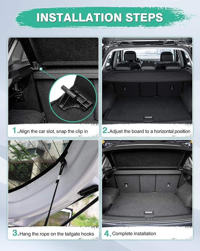 Powerty Cargo Cover for 2009-2016 2017 Volkswagen VW Tiguan Accessories Trunk Cover Retractable Trunk Shielding Shade Cargo Luggage Cover Black