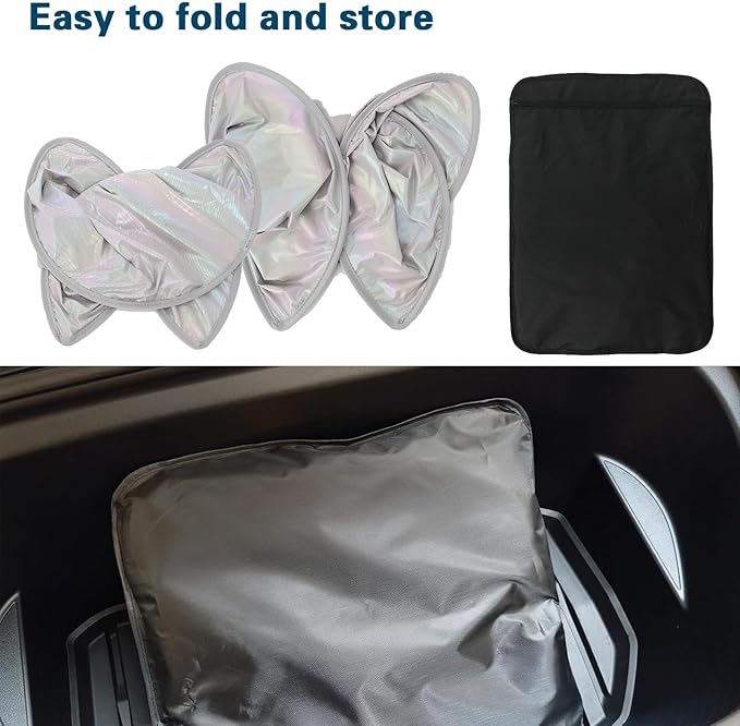 [2025 Upgrade] Sunshade Roof for Tesla New Model Y Juniper 2025 Colorful Ice Crystal Glass Sunroof No-Sag Design Retractable Sunshade Heat Insulation Roof Window Sun Protection Snap Foldable(White)