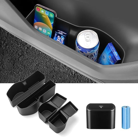Car Door Side Storage Box and Trash Can for Honda CR-V 2023-Present, 4 Compartments, Black, Matte, Scratchproof, 9L Capacity, 50 lbs Max Weight, Easy Install