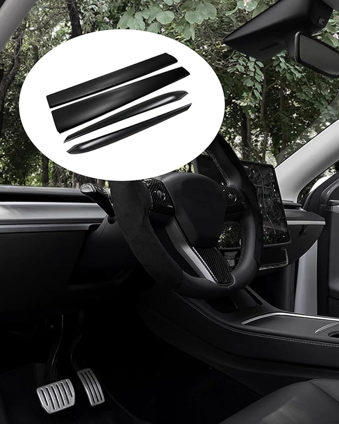 Matte Black Dashboard Cover and Front Door Cover Compatible with Tesla Model 3（2021-2023） and Model y（2019-2024 (Matte Black)