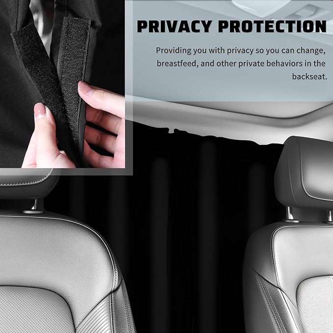 3PCS Upgraded Rear Car Window Shades,2PCS Window Shade for Car & 1PC Cars Privacy Curtain with Storage Pockets,Essential Windows Cars Shades for Sun Shading & Privacy Protection