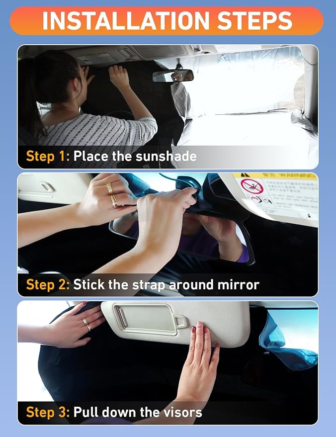 EcoNour Windshield Sunshade for Toyota Corolla 2014-2017 2018 2019 L, LE (Eco/Plus), S, SE, XLE, XSE Sun Visor for Front Windshield & Window Sun Shade Cover, UV Heat Protector, Car Accessories