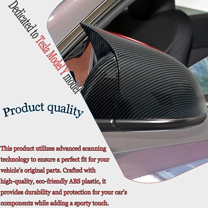 Side Mirror Cover,for Tesla Model Y 2021-2024，2PCS Turn Signal housing Cover Sets car Accessories -Carbon Fiber（Not Fit 2025 Juniper）