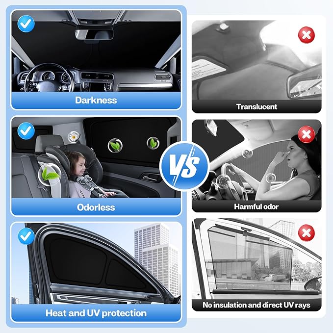 T TGBROS Windshield Sun Shade for Nissan Frontier 2022-2024 2025 Car Window Shades Thicken UV Block and Blackout Privacy Foldable Sunshades 5PCS Accessories Keep Cool Sun Visor Covers