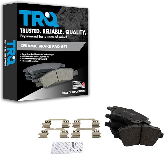 TRQ Front Brake Pads Ceramic Hardware Compatible with 2014-2019 Ford Fiesta