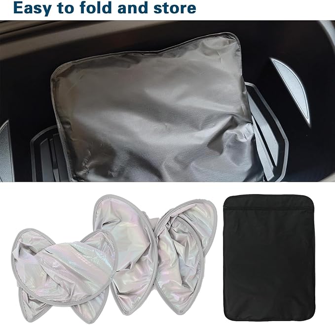 ROCCS Sunshade Roof for Tesla Model 3 2023-2021 Colorful Ice Crystal Glass Roof Sunshade Sunroof No-Sag Design Retractable Sunshade Heat Insulation Roof Window Sun Protection Snap Foldable (White)