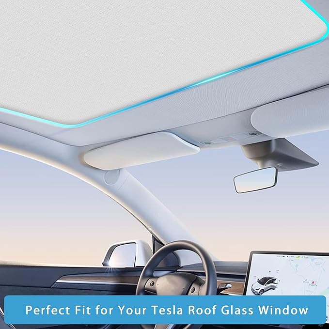 TOPABYTE Roof Sunshade for Tesla Model 3 Highland 2026-2024 Glass Sunroof Shade Window Insulation UV & Heat Protection Double-Layer Sun Shade, Beige