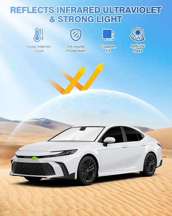 Sunshades for 2025 2026 Toyota Camry Accessories Windshield Sun Shade Side Rear Window Shade Cover Sun Visor Shield Privacy Protection Keep Vehicle Cool Black 6PCS